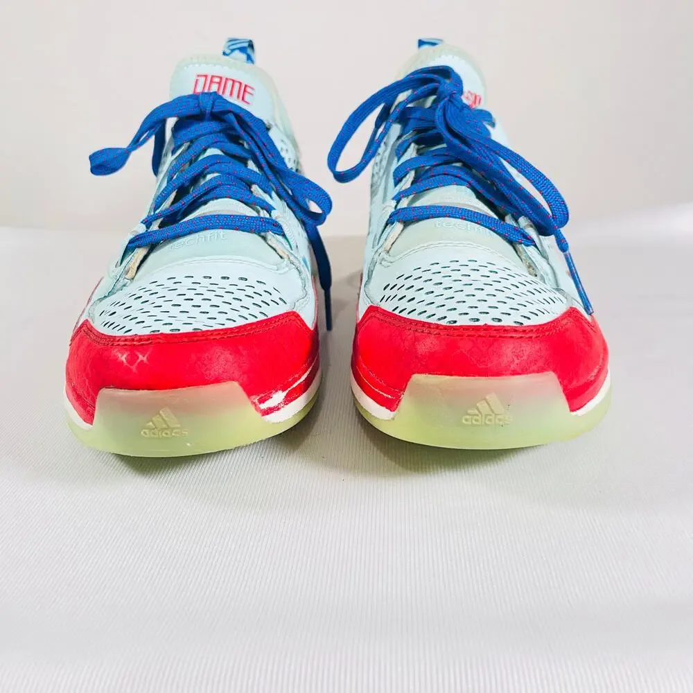 Adidas Mid Top Sneakers Mens 7.5 Red Blue Lillard Oakland Rebels Trainers Shoes